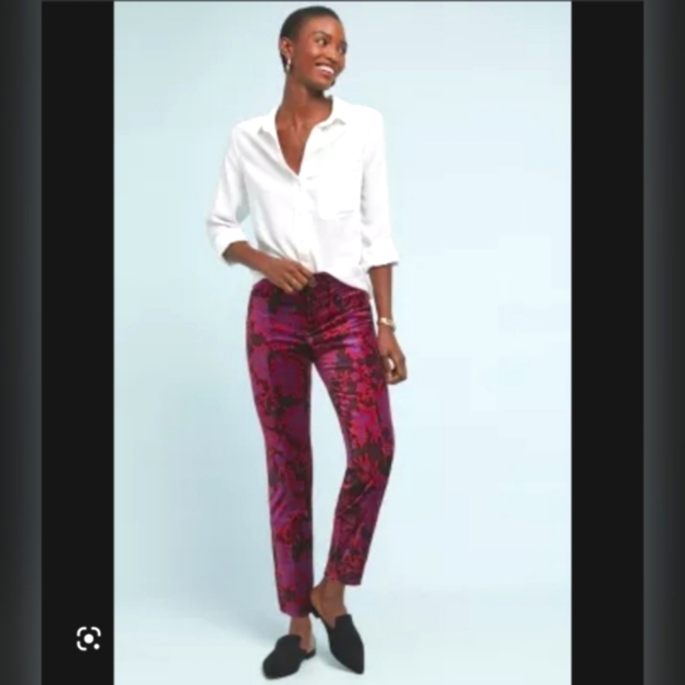 ✨HostPick✨ Anthropologie - The Essential Women Printed Velvet Slim Trous…